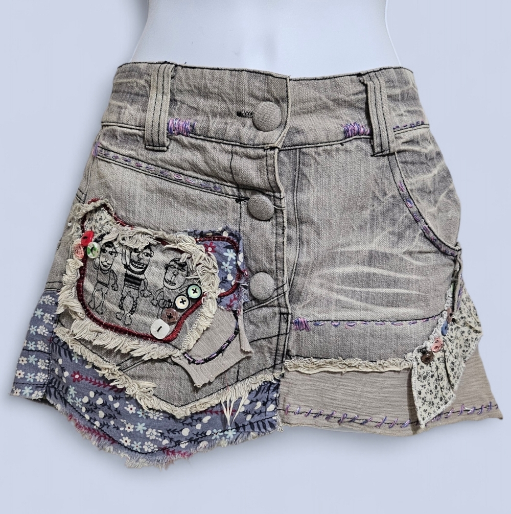 Yes My Lady Patchwork Mini Skirt – Size Small